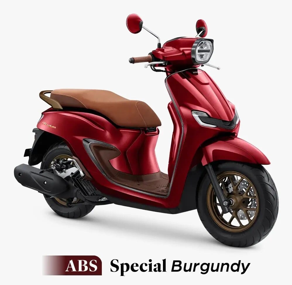 Honda Stylo 160 2026 varian ABS warna Royal Blue dengan siluet rumah lampu depan beraksen krom