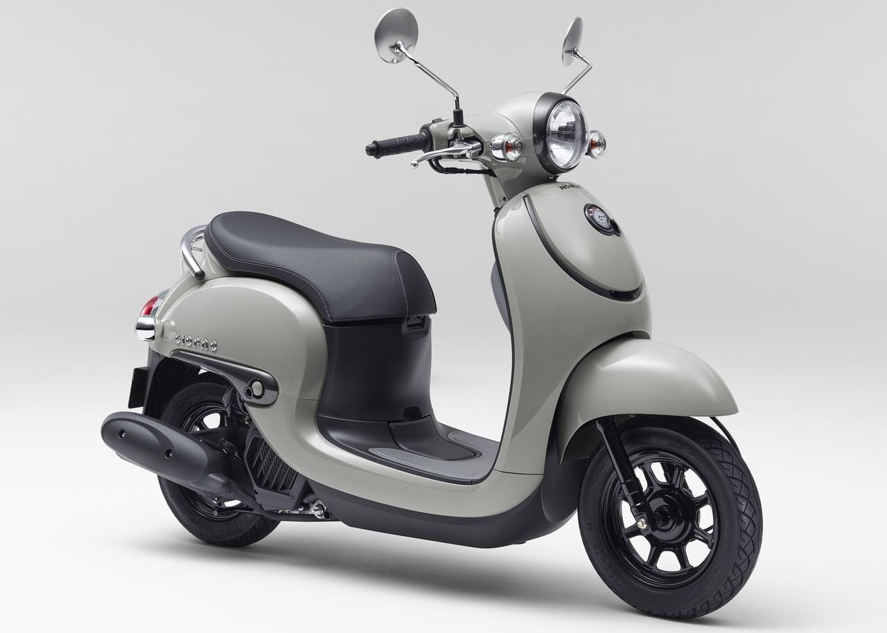 Panel bodi samping Honda Giorno 2026 dengan pilihan warna Pearl Deep Mud Gray