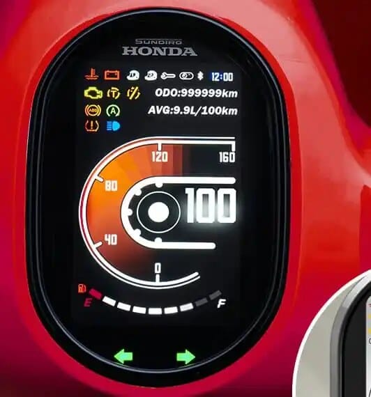 Panel instrumen TFT warna Honda NS150LA 2026 dengan informasi lengkap