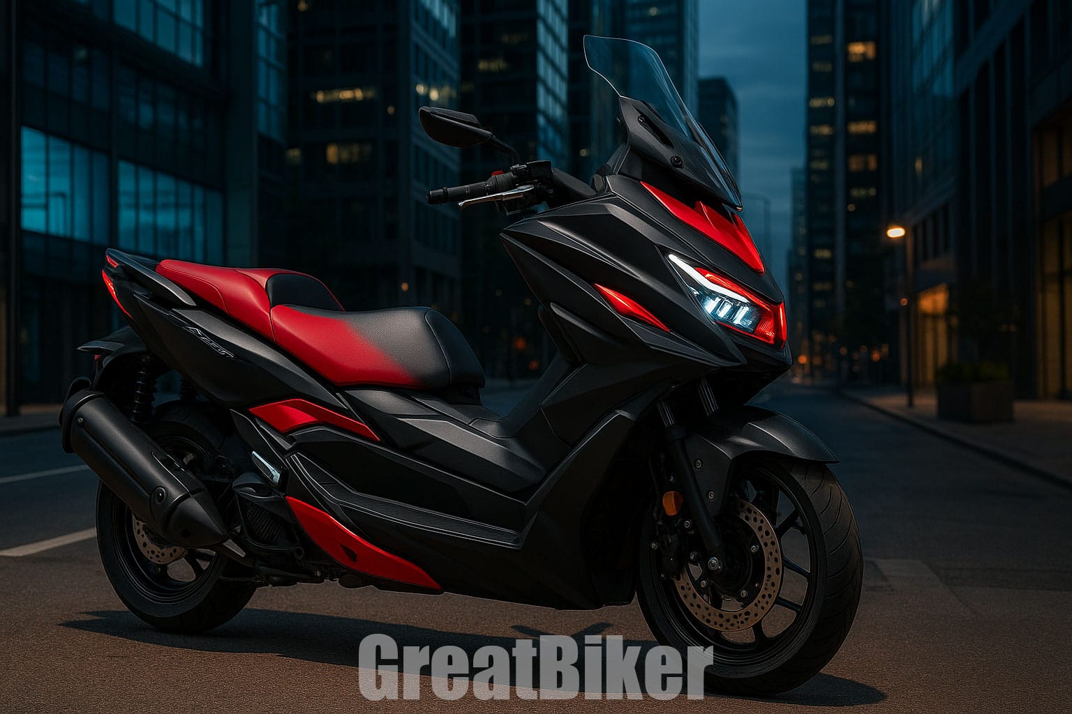 Render detail Suzuki Burgman 350 menonjolkan jok dan area berbagasi