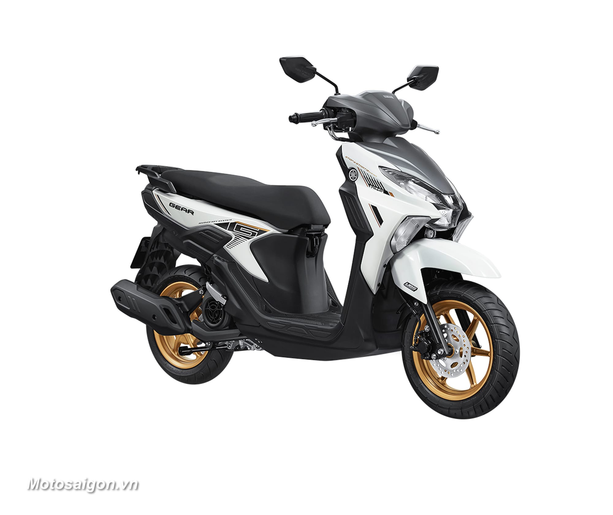 Tampilan depan Yamaha Gear 125 Hybrid 2026 berwarna biru yang baru saja diluncurkan (Photo: Yamaha)